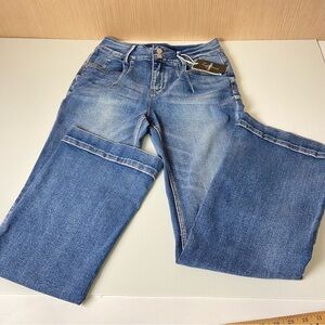 Flamingals Wide Leg Jeans L NWT High Rise Stretch Denim